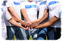 Volunteer hand huddle