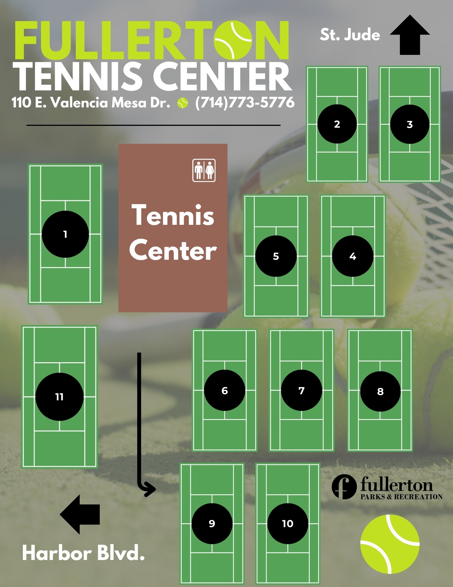 Fullerton Tennis Center Map