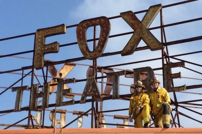 firefighters standing on the roof of historical Fox Theater
